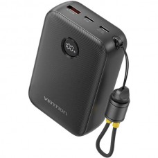 УМБ Vention 20000mAh 22.5W Fast Charging 1USB 2Type-C 3A with built-in Type-C cable Black
