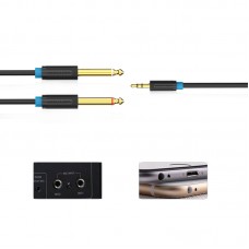 Кабель Audio 6.35мм-3.5мм Vention 2хF/F PVC Shell gold-plated 5m Black (BACBJ)