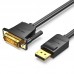 Кабель DisplayPort-DVI-D v.1.2 (24+1) Vention 1080P 60Hz 1m Black (HAFBF)