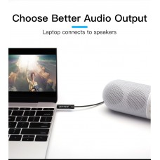 Кабель Audio Aux 3.5мм-3.5мм Vention F/F Fabric Braided gold-plated 1.5m Black (BAGBG)