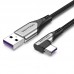 Кабель USB-Type-C Vention TPE Nylon 90° Degree 5A 480Mbps nickel-plated 2m Grey (COGHH)