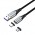 Кабель 2 в 1 USB-MicroUSB-Type-C Vention Nylon Magnetic 3А 480Mbps nickel-plated 1m Grey (CQNHF)