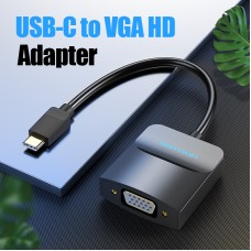Адаптер Type-C-VGA Vention 1080P 60Hz gold-plated 0.15m Black (TDDBB)