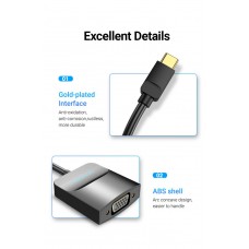 Адаптер Type-C-VGA Vention 1080P 60Hz gold-plated 0.15m Black (TDDBB)