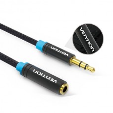 Удлинитель Audio Aux 3.5мм-3.5мм M/F Vention gold-plated 2m Black (VAB-B06-B200-M)