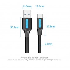 Кабель USB-Type-C Vention Upgrade PVC 3A 5Gbps nickel-plated 0.5m Grey (COFHD)