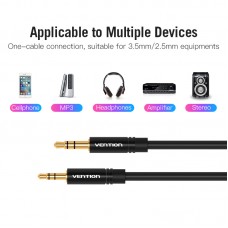 Кабель Audio Aux 3.5мм-2.5мм Vention F/F 29AWG gold-plated 3m Black (BALBI)