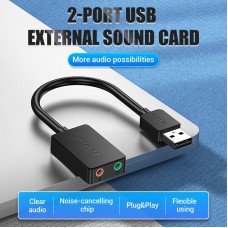 Звуковая карта USB Vention Audio Earphone Microphone Black (CDYB0)