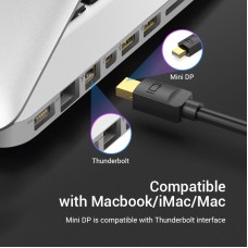 Кабель MiniDisplayPort-HDMI v.1.4 Vention 4K 30Hz gold-plated 1.5m Black (HAHBG)