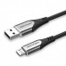 Кабель USB-MicroUSB Vention TPE Nylon 3A 480Mbps nickel-plated 0.25m Grey (COAHC)
