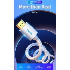 Кабель Vention HDMI-HDMI v2.0 4K 60Hz 10m Cotton Braided Silver (AABIL)