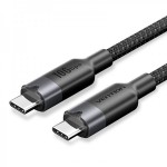 Кабель Type-C-Type-C 3.2 Gen2 Vention TPE Nylon Braided 4K 60Hz 100W 5A 10Gbps 1m Black (TRGBF)