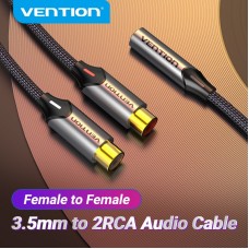 Удлинитель Audio 3.5мм-2RCA Vention F/2xF gold-plated 0.3m Black (BCOHY)