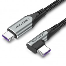 Кабель Type-C-Type-C Vention TPE Nylon 90° Degree PD 100W 5A 480Mbps nickel-plated 1.5m Grey (TAKHG)