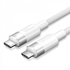 Кабель Type-C-Type-C 3.2 Gen2 Vention TPE Nylon Braided 4K 60Hz 100W 5A 10Gbps 2m White (TRGWH)