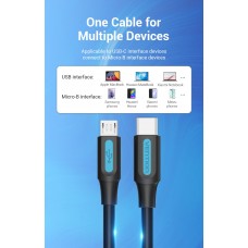 Кабель Type-C-MicroUSB Vention PVC 3A 480Mbps nickel-plated 2m Black (COVBH)