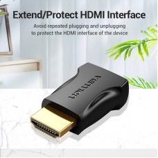 Адаптер HDMI-HDMI Vention F/M Straight 90 4K 60Hz gold-plated Black (AIMB0)
