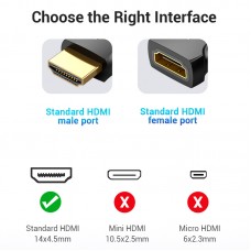 Адаптер HDMI-HDMI Vention F/M Straight 90 4K 60Hz gold-plated Black (AIMB0)