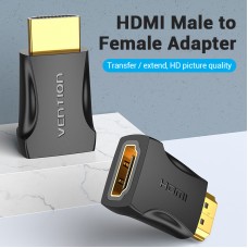 Адаптер HDMI-HDMI Vention F/M Straight 90 4K 60Hz gold-plated Black (AIMB0)