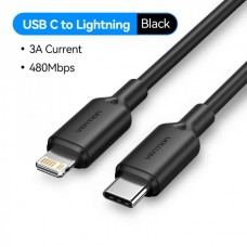Кабель Type-C-Lightning Vention TPE PVC Mfi C94 PD 30W 3A 480Mbps 1.5m Black (LAKBG)