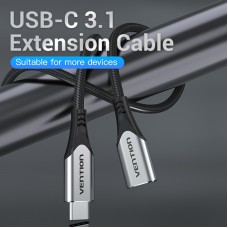 Удлинитель Type-C-Type-C 3.1 Vention Nylon M/F Thunderbolt 3 4K 60Hz PD 60W 5Gbps 3A 1m Grey (TABHF)