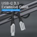 Удлинитель Type-C-Type-C 3.1 Vention Nylon M/F Thunderbolt 3 4K 60Hz PD 60W 5Gbps 3A 1m Grey (TABHF)