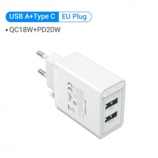 Сетевое зарядное устройство 1USB 1Type-C Vention (A+C) PD 38W QC3.0 3.4A White (FBBW0-EU)