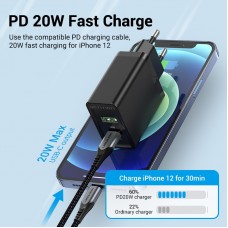 Сетевое зарядное устройство 1USB 1Type-C Vention (A+C) PD 38W QC3.0 3.4A White (FBBW0-EU)