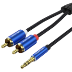 Кабель Vention 3.5мм-2RCA TPE Cotton Braided 1.5m gold-plated Blue (BCPLG) Кабель Vention 3.5мм-2RCA TPE Cotton Braided 1.5m gold-plated Blue (BCPLG)