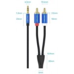 Кабель Vention 3.5мм-2RCA TPE Cotton Braided 1.5m gold-plated Blue (BCPLG) Кабель Vention 3.5мм-2RCA TPE Cotton Braided 1.5m gold-plated Blue (BCPLG)