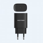 Сетевое зарядное устройство 1Type-C Vention PD 20W QC4.0 2.4A Black (TC-055-EU-B)
