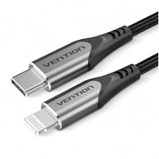Кабель Type-C-Lightning Vention TPE Nylon Mfi C94 PD 18W 3A 480Mbps 1.5m Grey (TACHG)
