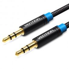 Кабель Audio Aux 3.5мм-3.5мм M/M Vention gold-plated 0.5m Black (P350AC050-B-M)