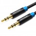 Кабель Audio Aux 3.5мм-3.5мм M/M Vention gold-plated 0.5m Black (P350AC050-B-M)