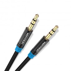 Кабель Audio Aux 3.5мм-3.5мм M/M Vention gold-plated 0.5m Black (P350AC050-B-M)