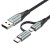 Кабель 2 в 1 USB-MicroUSB-Type-C Vention TPE Nylon 3А 480Mbps nickel-plated 1m Black (CQEHF)