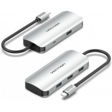 USB HUB 5 в 1 Vention Type-C-USB-MicroUSB 4USB 3.0 2A 5Gbps 0.15m Grey (TNAHB)