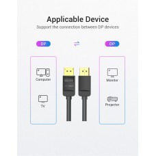 Кабель DisplayPort-DisplayPort v1.2 Vention PVC 4K 60Hz 21.6Gbps gold-plated 1m Black (HACBF)