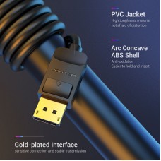 Кабель DisplayPort-DisplayPort v1.2 Vention PVC 4K 60Hz 21.6Gbps gold-plated 1m Black (HACBF)