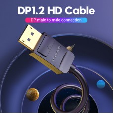 Кабель DisplayPort-DisplayPort v1.2 Vention PVC 4K 60Hz 21.6Gbps gold-plated 1m Black (HACBF)