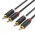 Кабель Audio 2RCA-2RCA Vention F/F 26К gold-plated 29 AWG 2m PVC Shell Black (BCMBH)