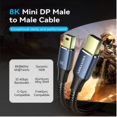 Кабель Vention MiniDisplayPort-MiniDisplayPort 8K 60Hz 4K 144Hz 2K 240Hz 32.4Gbps HDR 1.5m Blue (HCGLG)