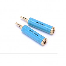 Адаптер Audio 6.35мм-3.5мм Vention M/F gold-plated copper Blue (VAB-S04-L)