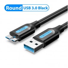 Кабель USB-MicroUSB-B 3.0 Vention PVC Round nickel-plated 5Gbps 3m Black (COPBI)