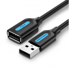 Удлинитель USB-USB 2.0 Vention F/M PVC Round nickel-plated 480Mbps 5m Black (CBIBJ)