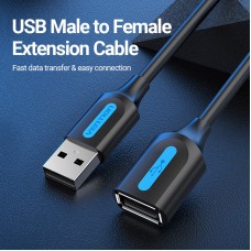 Удлинитель USB-USB 2.0 Vention F/M PVC Round nickel-plated 480Mbps 5m Black (CBIBJ)