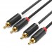 Кабель Audio 2RCA-2RCA Vention F/F 26К gold-plated 29 AWG 3m PVC Shell Black (BCMBI)