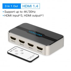 Сплиттер Video 3 In 1 HDMI-HDMI v.1.4 Vention F/3xF 4k 30Hz gold-plated Black (AFFH0)