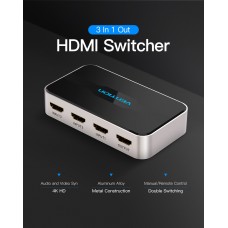 Сплиттер Video 3 In 1 HDMI-HDMI v.1.4 Vention F/3xF 4k 30Hz gold-plated Black (AFFH0)