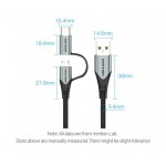 Кабель 2 в 1 USB-MicroUSB-Type-C Vention TPE Nylon 3А 480Mbps nickel-plated 0.5m Black (CQEHD) Кабель 2 в 1 USB-MicroUSB-Type-C Vention TPE Nylon 3А 480Mbps nickel-plated 0.5m Black (CQEHD)